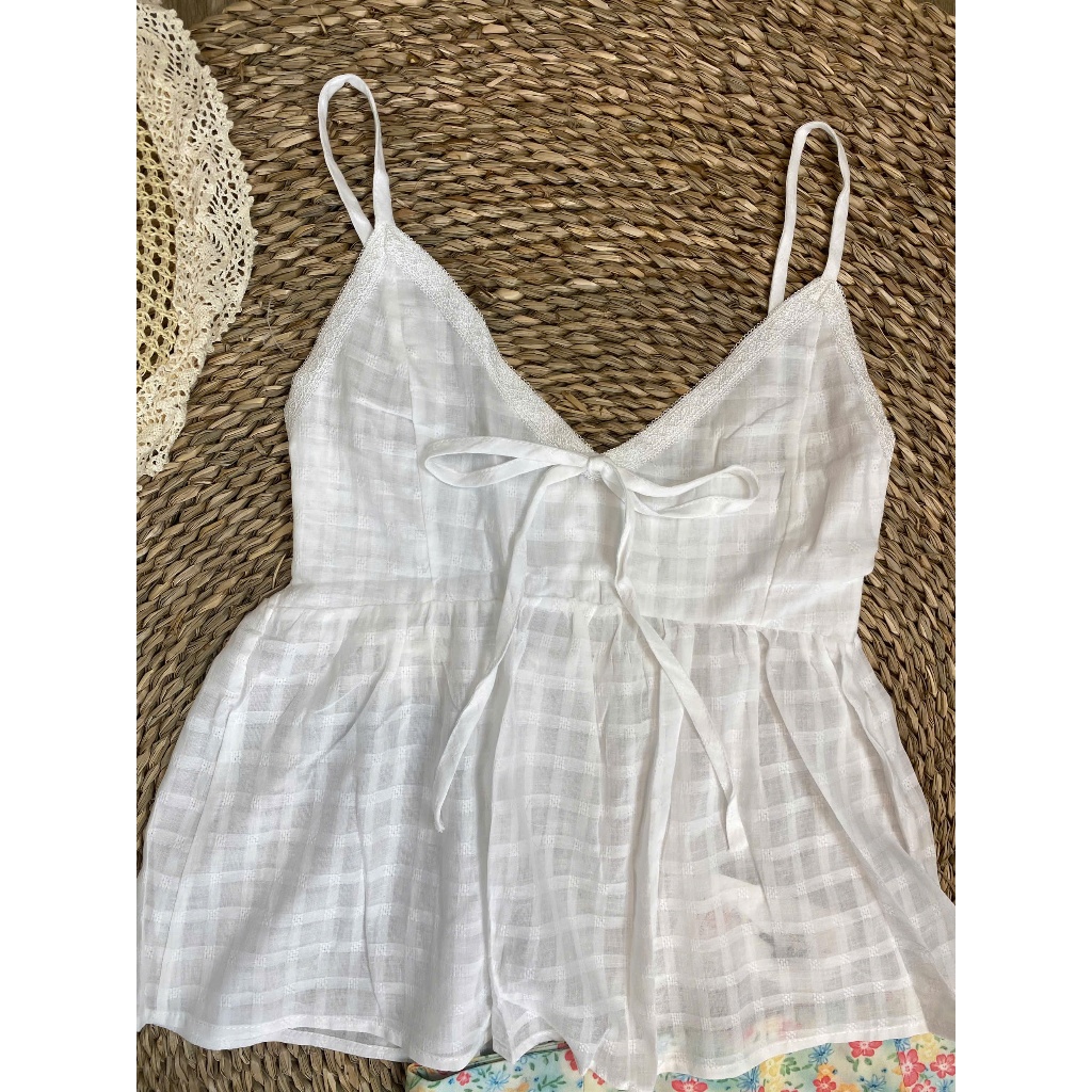 (ẢNH THẬT) Áo hai dây trắng Yummy voan mỏng, Áo babydoll dáng xòe dễ thương phong cách Hàn Quốc A82 | BigBuy360 - bigbuy360.vn