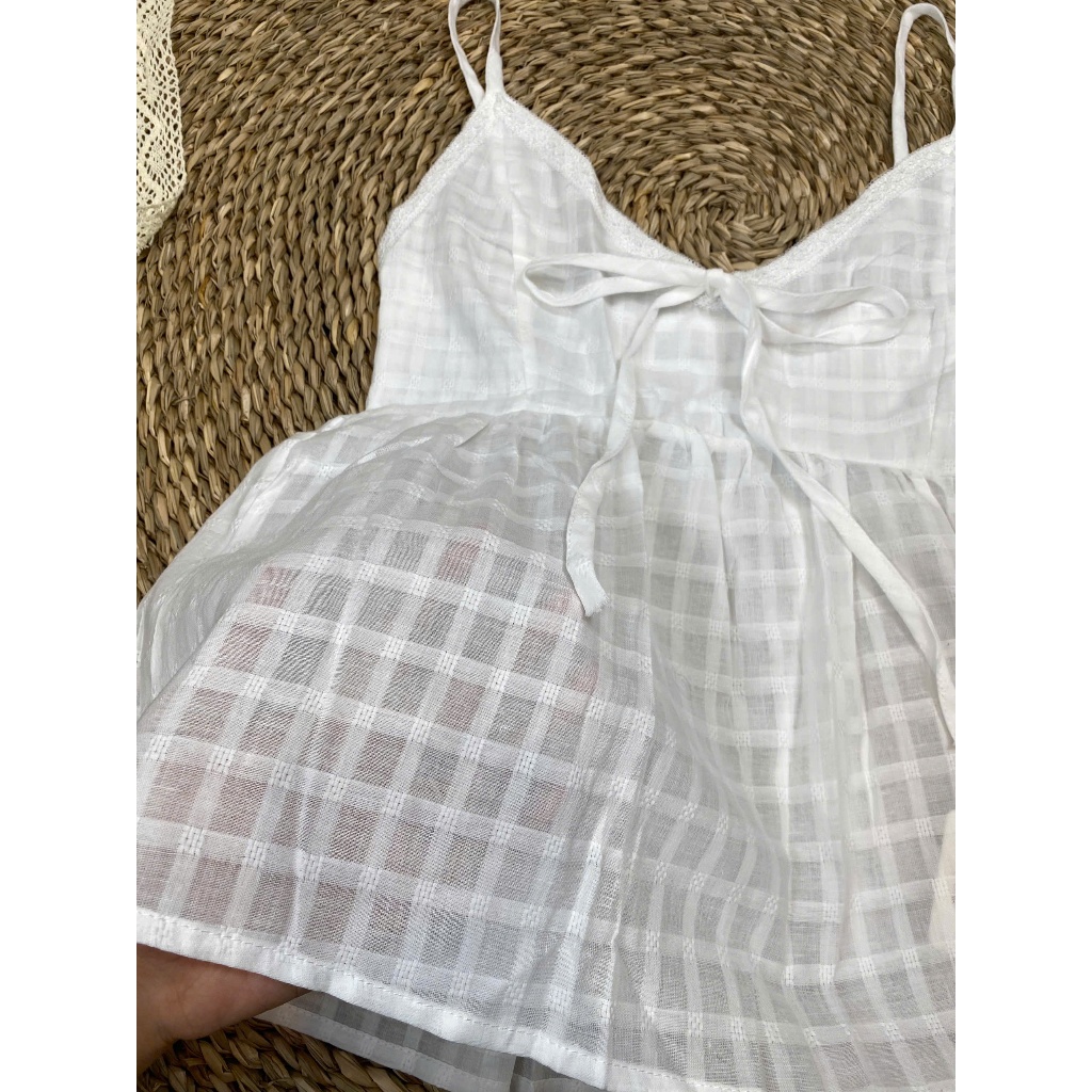 (ẢNH THẬT) Áo hai dây trắng Yummy voan mỏng, Áo babydoll dáng xòe dễ thương phong cách Hàn Quốc A82 | BigBuy360 - bigbuy360.vn