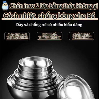 Chén Tô Inox Cao cấp kiểu Hàn Quốc 2 lớp cách nhiệt Hàng chính hãng inox cao cấp đủ kích cỡ an toàn sức khỏe