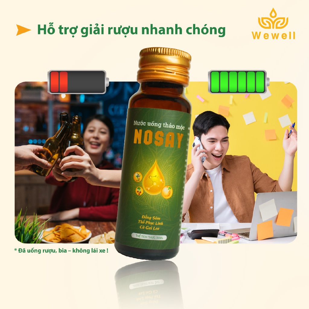 Nước thảo mộc hỗ trợ thải độc gan, giải rượu bia Nosay - Wewell - 50ml