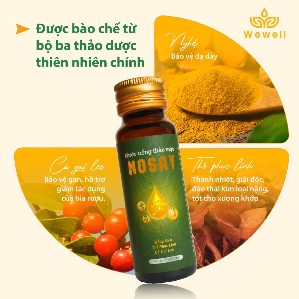Nước thảo mộc hỗ trợ thải độc gan, giải rượu bia Nosay - Wewell - 50ml