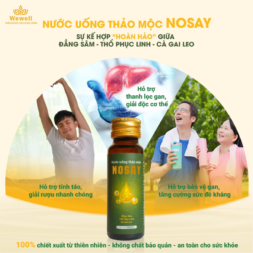 Nước thảo mộc hỗ trợ thải độc gan, giải rượu bia Nosay - Wewell - 50ml