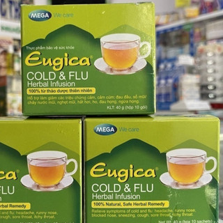 [MUA LÀ CÓ QUÀ] Trà Giải Cảm Eugica  Cold & Flu Herbal Infusion, Phòng Cảm Cúm, Ngạt Mũi, Hắt Hơi, Cảm Lạnh, Hộp 10 gói