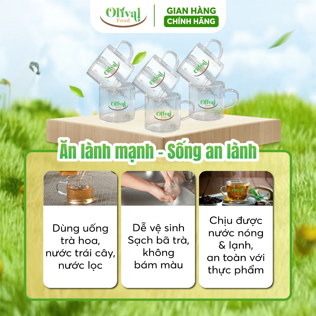Bộ bình trà bằng thủy tinh - bộ 6 Ly thuỷ tinh 100ml nhỏ xinh, dùng uống trà hoa cao cấp