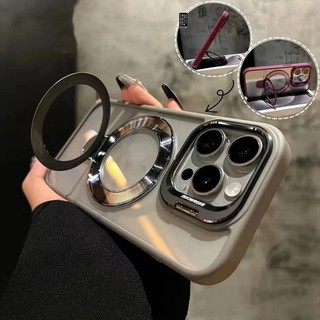 Ốp Lưng iPhone Từ Tính Sạc Không Dây Kèm Bảo Vệ Mắt Camera Giá Đỡ Sang Trọng Cho iP X/XS/11/12/13/14/15/16/17/Pro/Max