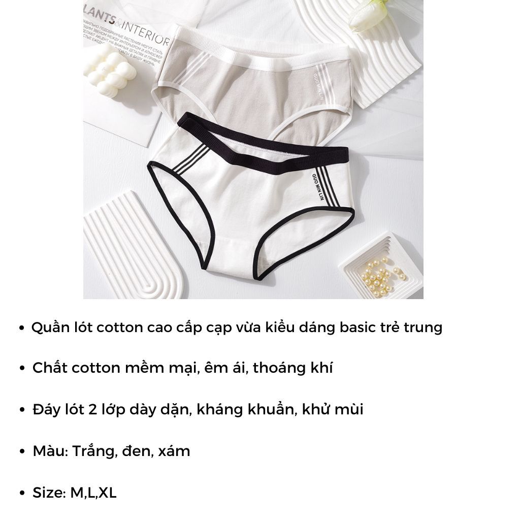 COMBO 3 Quần lót cotton nữ mềm mại êm ái thấm hút tốt đáy lót 2 lớp kháng khuẩn khử mùi LANIXA L520