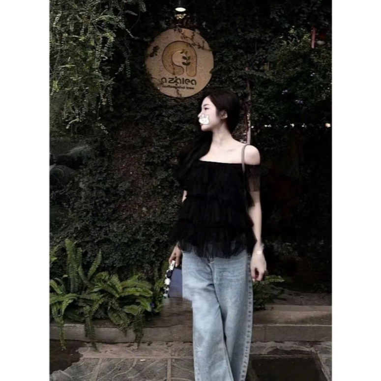 Áo ren tầng trễ vai kiểu dáng bồng bềnh siêu xinh tôn dáng tôn da, áo kiểu TAM A73