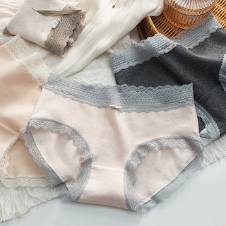 Quần Lót Cotton Nữ Phối Ren Tông Màu Nhẹ Nhàng Cá Tính, Quần Lót Mềm Thoáng Khí King Shop L-5509