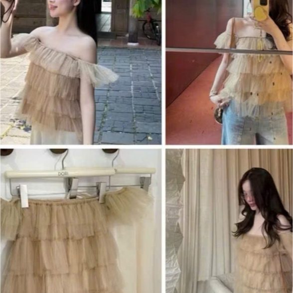 Áo ren tầng trễ vai kiểu dáng bồng bềnh siêu xinh tôn dáng tôn da, áo kiểu TAM A73