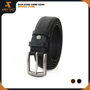 Bản 2.8cm, Thắt lưng da bò M2K3-07 bản nhỏ sang trọng, da bò hạt cao cấp, khoá xám chì, Anh Thơ leather