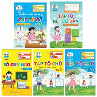 Sách - Combo 5 Cuốn Tập tô chữ, Tô chữ hoa,tập tô nét cơ bản, tập tô số lớp 1 - ndbooks