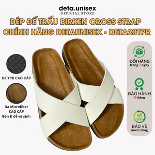 Dép đế trấu Birken CROSS STRAP Quai chéo chính hãng Detaunisex - DETA23TPR TRẮNG