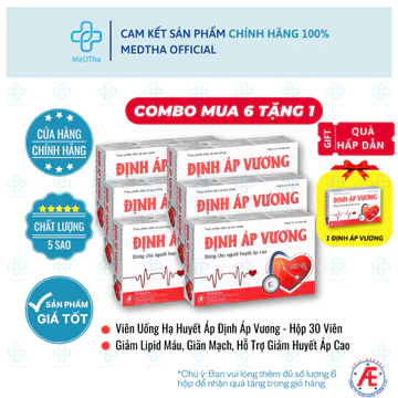 [COMBO 6 HỘP TẶNG 1 HỘP] Định Áp Vương - Hỗ Trợ Làm Giảm Lipid Máu, Huyết Áp Cao (Hộp 30 Viên)