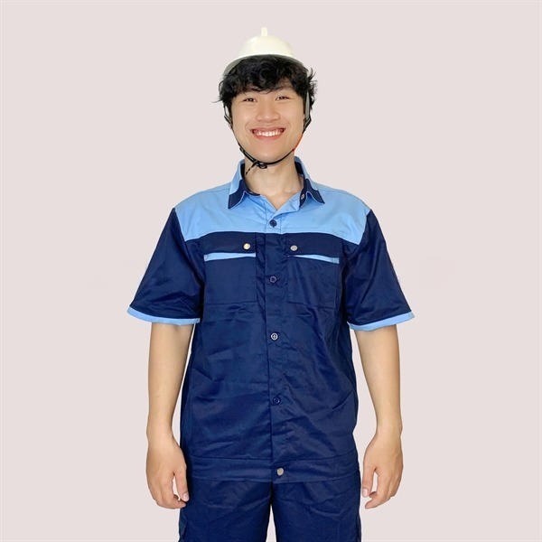 Bảo Vệ Nam Ngắn Tay Nhân Viên Bảo Dưỡng Xe, Bảo Hộ Kỹ Sư Công Trình Màu Đen Phối- Vải Kaki Chuyên Dụng, Form Đẹp