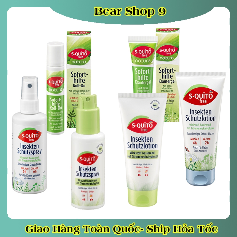 Xịt chống muỗi, kem bôi côn trùng đốt, thanh lăn và gel bôi muỗi đốt Squito Free cho bé từ sơ sinh của Đức- Date mới