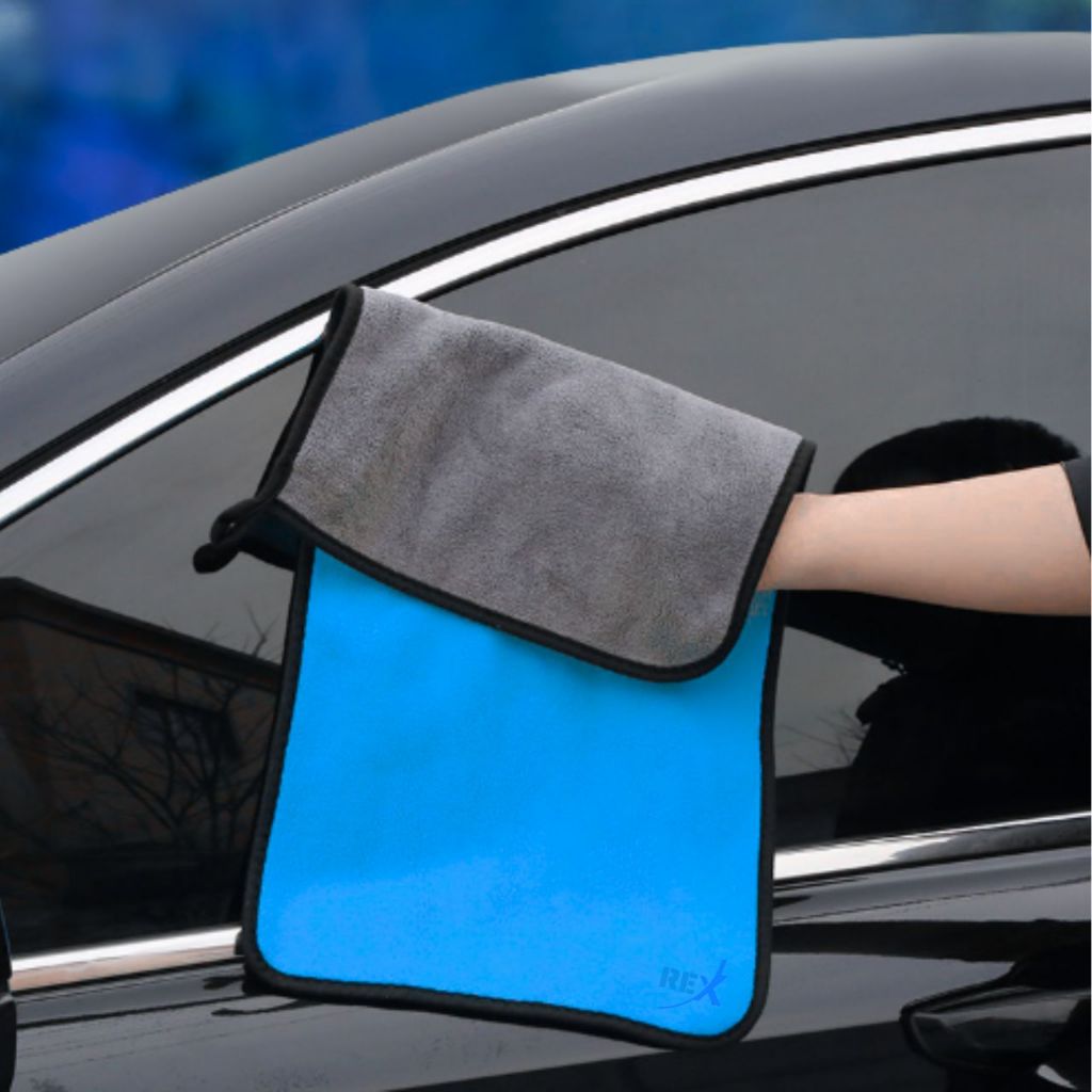 Khăn lau xe ô tô Microfiber siêu thấm không bị sơ rối 2 lớp - Loại Dày