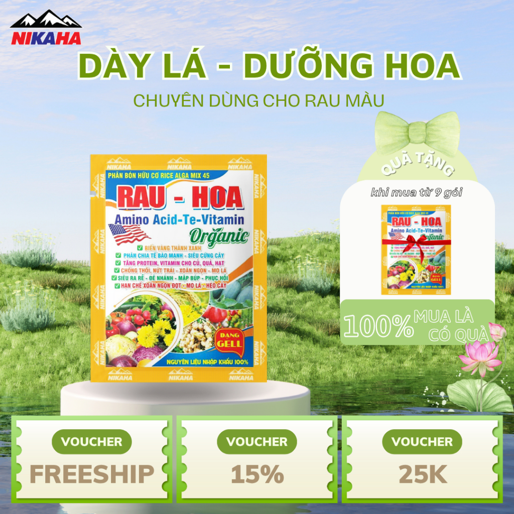 NIKAHA - Phân Bón Hữu Cơ Rau Màu - Hoa Màu, Kích Rễ Khỏe, Xanh Lá, Hãm Lộc, Kích Hoa - 33ml