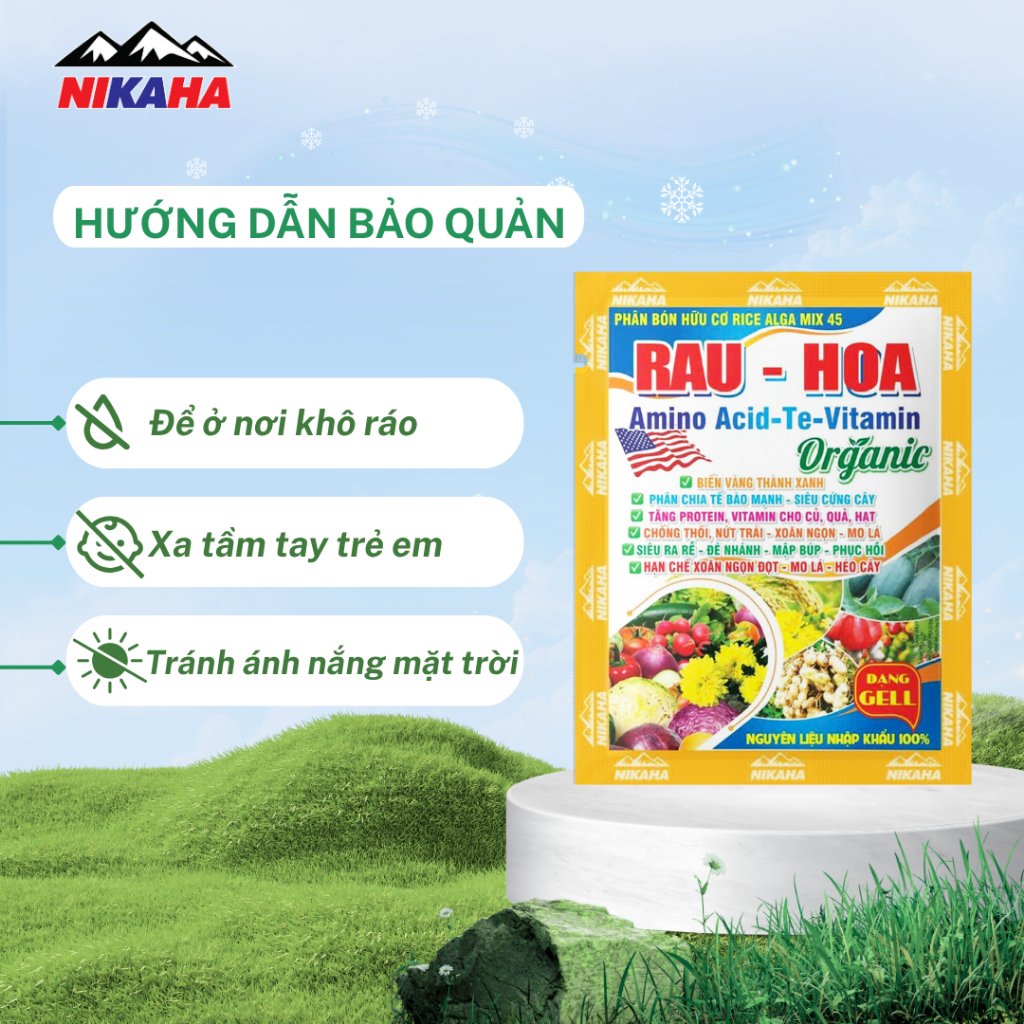 NIKAHA - Phân Bón Hữu Cơ Rau Màu - Hoa Màu, Kích Rễ Khỏe, Xanh Lá, Hãm Lộc, Kích Hoa - 33ml