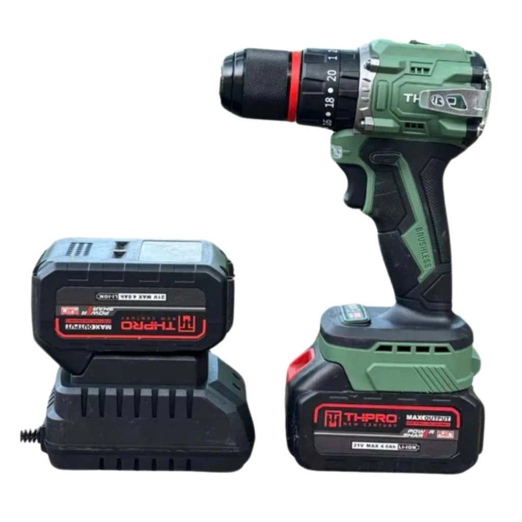 Máy Khoan Pin THPRO TH13 Xanh, 3 Chức Năng, Đầu 13ly Autolock, Động Cơ Không Chổi Than, Chân Pin Phổ Thông
