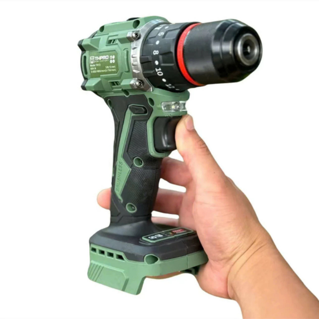 Máy Khoan Pin THPRO TH13 Xanh, 3 Chức Năng, Đầu 13ly Autolock, Động Cơ Không Chổi Than, Chân Pin Phổ Thông