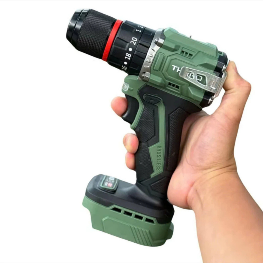 Máy Khoan Pin THPRO TH13 Xanh, 3 Chức Năng, Đầu 13ly Autolock, Động Cơ Không Chổi Than, Chân Pin Phổ Thông