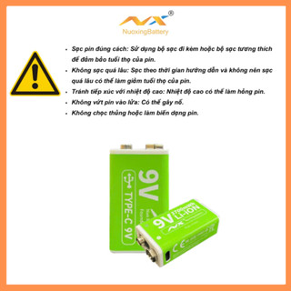 Pin Sạc 9V NUOXING 3700mAh Có Cổng Sạc USB Type-C – Pin Lithium-ion Cao Cấp Dùng Cho Micro