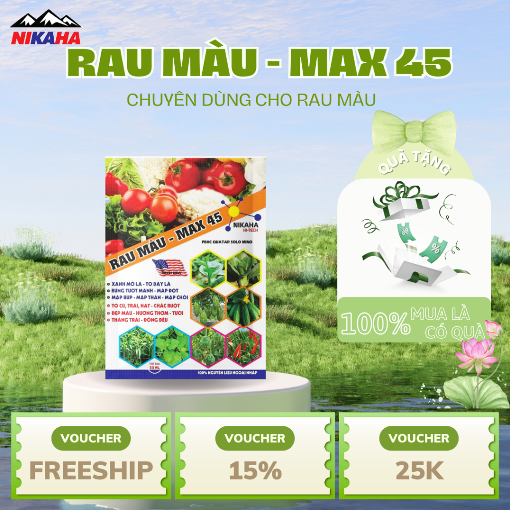 NIKAHA - Phân Bón Hữu Cơ Rau Màu, Kích Rễ Khỏe, Xanh Dày Lá, Đâm Chồi, To Quả, Phục Hồi Nhanh - 25ml