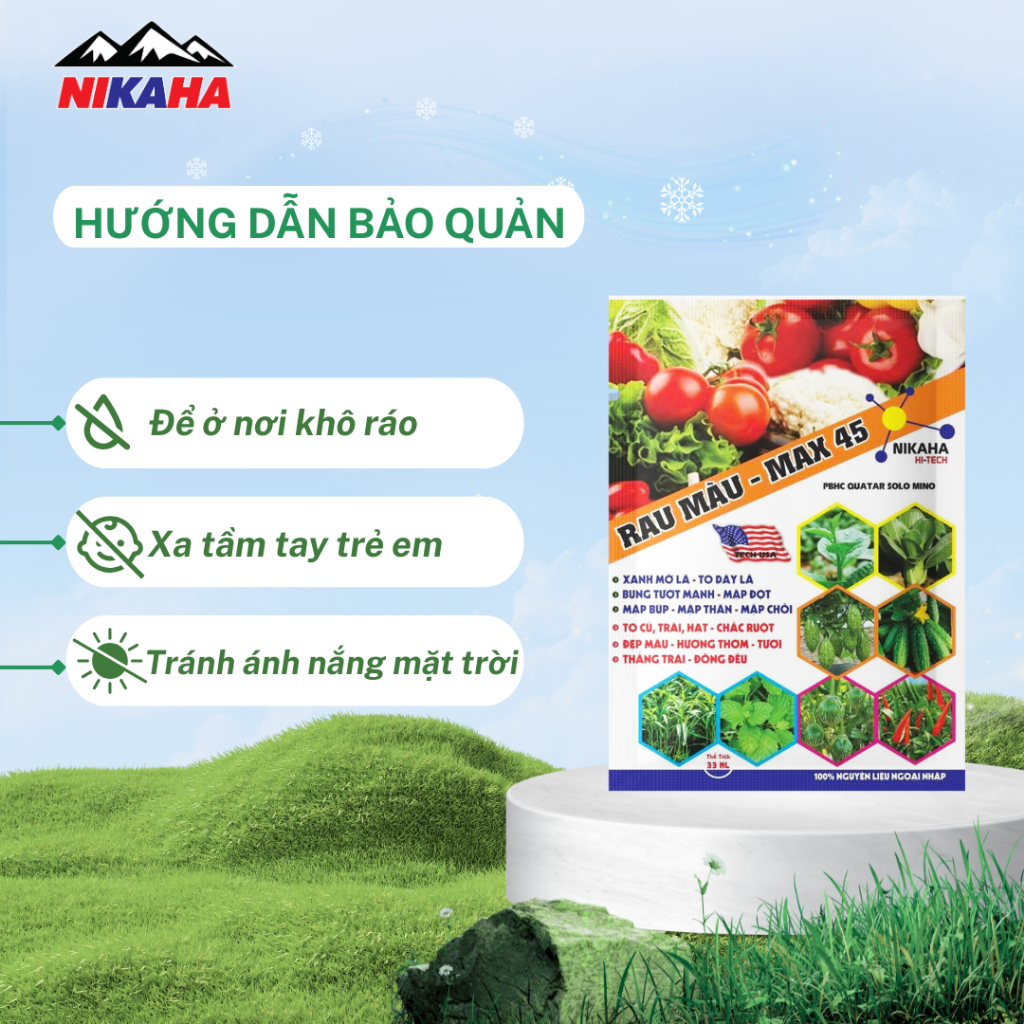 NIKAHA - Phân Bón Hữu Cơ Rau Màu, Kích Rễ Khỏe, Xanh Dày Lá, Đâm Chồi, To Quả, Phục Hồi Nhanh - 25ml