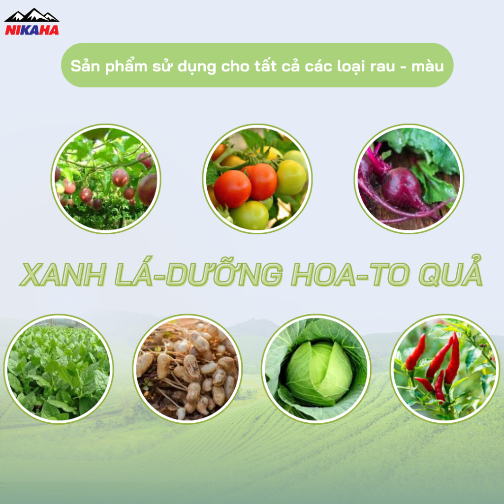 NIKAHA - Phân Bón Hữu Cơ Rau Màu, Kích Rễ Khỏe, Xanh Dày Lá, Đâm Chồi, To Quả, Phục Hồi Nhanh - 25ml