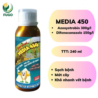 Media 450 hiệu quả trên bệnh thán thư, cháy lá, khô bông, lem lép hạt, ngừa bệnh phổ rộng chai 240ml