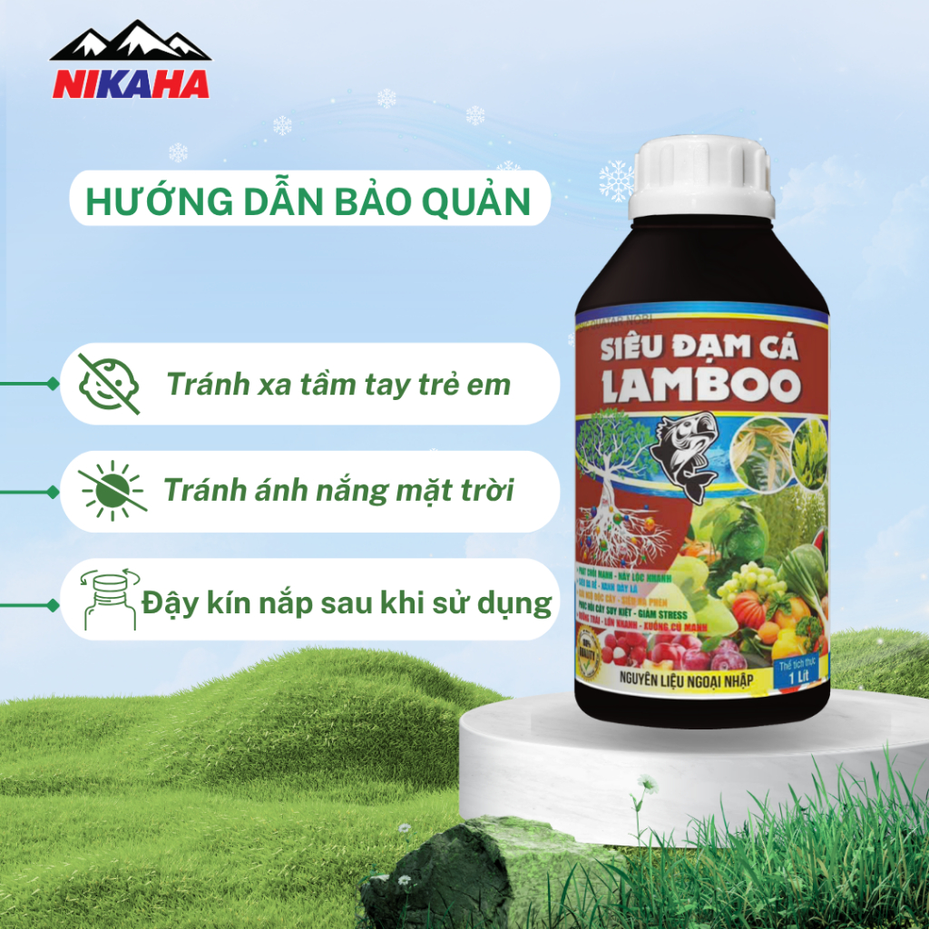 NIKAHA - Phân Bón Hữu Cơ Đạm Cá, Kích Rễ Khỏe, Kích Chồi, Xanh Lá, Phục Hồi Cây Trồng - 1000ml