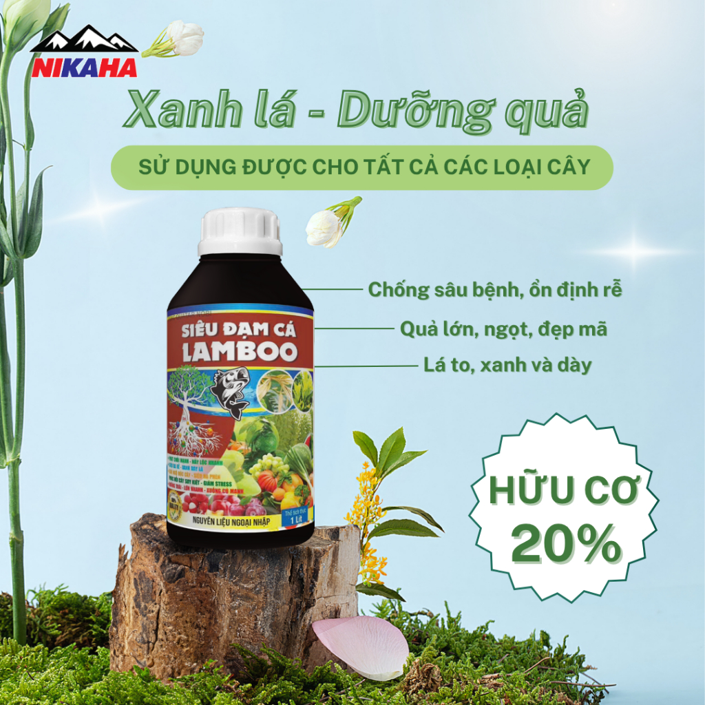 NIKAHA - Phân Bón Hữu Cơ Đạm Cá, Kích Rễ Khỏe, Kích Chồi, Xanh Lá, Phục Hồi Cây Trồng - 1000ml