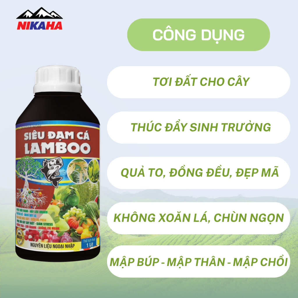 NIKAHA - Phân Bón Hữu Cơ Đạm Cá, Kích Rễ Khỏe, Kích Chồi, Xanh Lá, Phục Hồi Cây Trồng - 1000ml