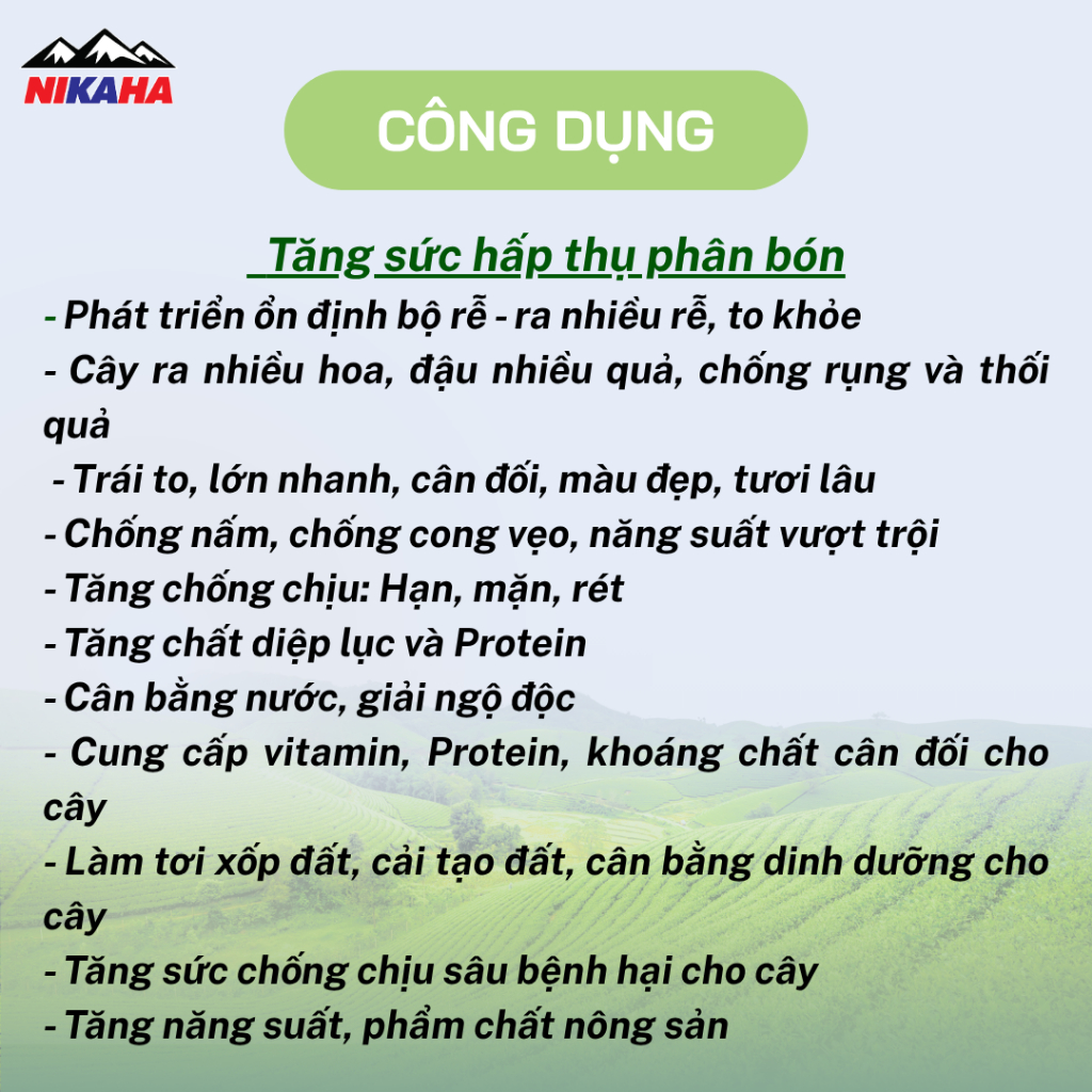 NIKAHA - Phân Bón Hữu Cơ Đạm Cá, Kích Rễ Khỏe, Kích Chồi, Xanh Lá, Phục Hồi Cây Trồng - 1000ml