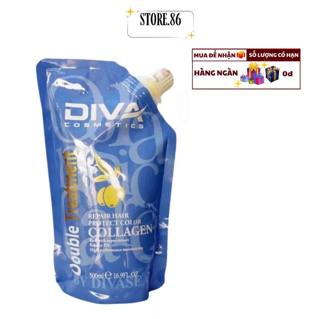 Hấp Dầu Collagen Diva Repair Hair Protect Color 500ml | Kem Hấp Dưỡng Tóc Mềm Mượt Cho Tóc Nhuộm