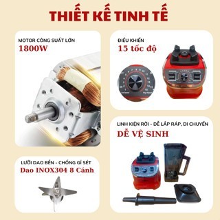 Máy Xay Công Nghiệp OSAKA BL-689 – Công Suất 1800W, Cối 2L, Xay Đá, Hạt, Sinh Tố, Chính Hãng