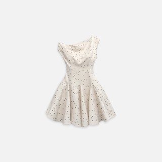 Đầm Ngắn One Shoulder Cocktail, Chất Vải Cotton Muối Tiêu Chấm Bi Thoải mái ,WDN130 , SOME HOW STORE