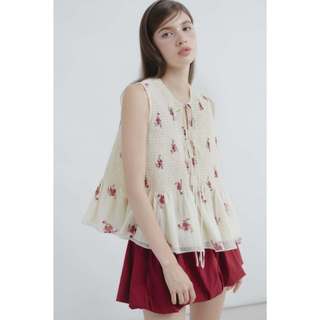 Áo OLV kiểu nữ cột nơ babydoll dáng suông đi chơi Floralie họa tiết nhiều màu