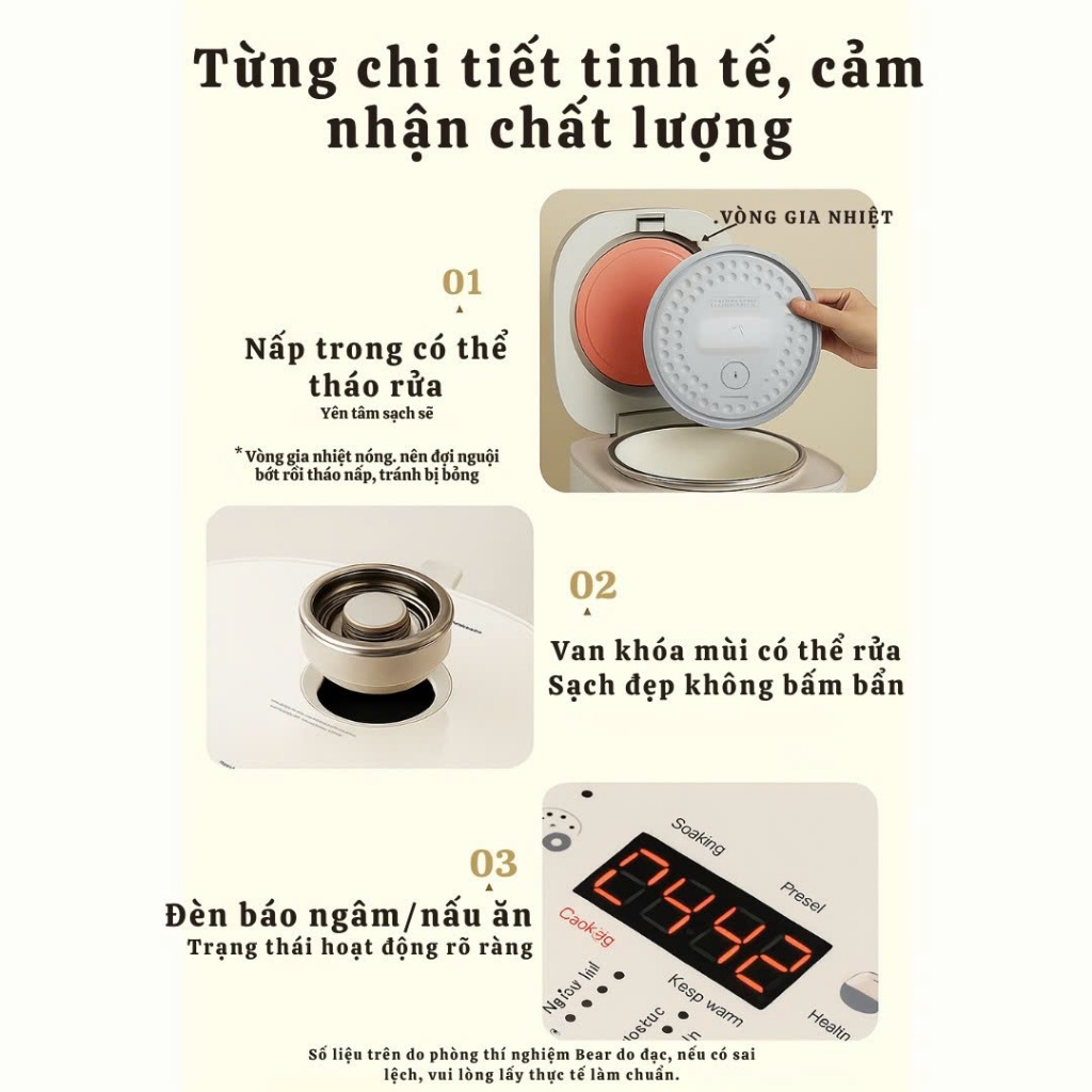 Nồi Cơm Điện 1L Bear DFB-H30A3 (RC-4H30S) - 600W, Lòng Tráng Men, Hẹn Giờ - Hàng Chính Hãng