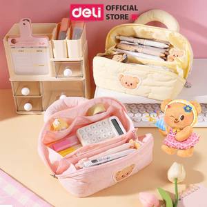 Túi Bút ButterBear x Deli Xinh Xắn - Túi Đựng Đồ Trang Điểm Makeup Túi Đựng Mỹ Phẩm Du Lịch Có Quai Cầm Xách Tiện Lợn