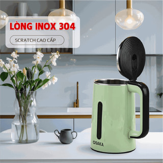 Bình Đun Siêu Tốc OSAKA KT-1818 – Dung Tích 1.8L, Công Suất 1500W, Inox 304, 3 Lớp Cách Nhiệt