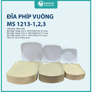 Đĩa phíp vuông nhựa Việt Nhật, đĩa nhựa vuông đựng đồ ăn hoa quả sang trọng MS:1213-1,1213-2,1213-3