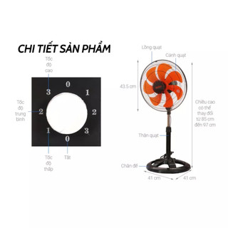 Quạt Lửng LTS1631 SENKO Chính Hãng, Công Suất 65W, Quạt Điện Cây Đứng Lỡ 7 cánh, 3 Mức Tốc Độ Gió