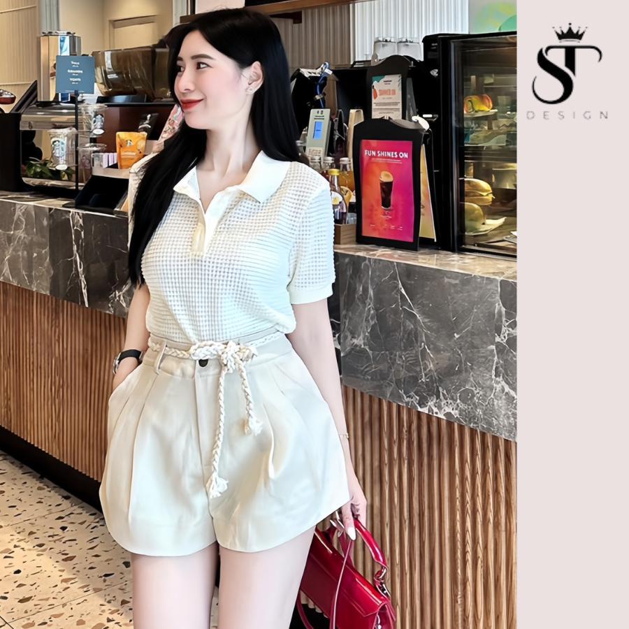 Set áo polo kèm quần chất dạ Teck đi chơi, đi biển - Sang Trọng Nữ Women - 14