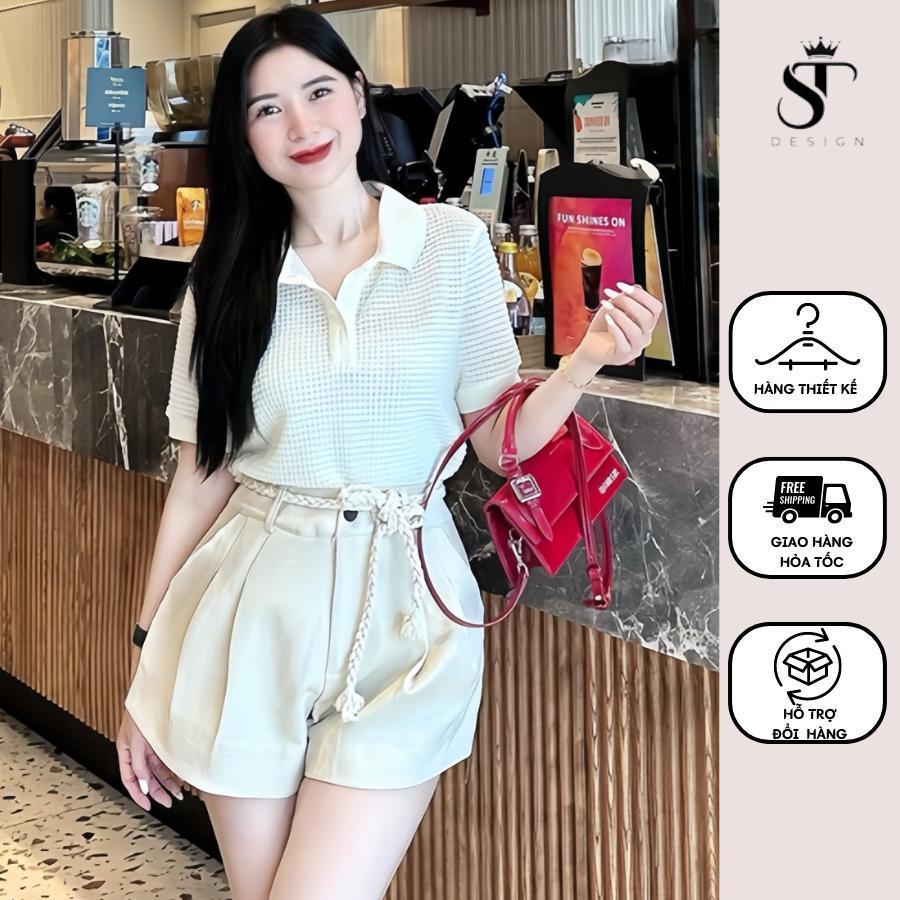 Set áo polo kèm quần chất dạ Teck đi chơi, đi biển - Sang Trọng Nữ Women - 14