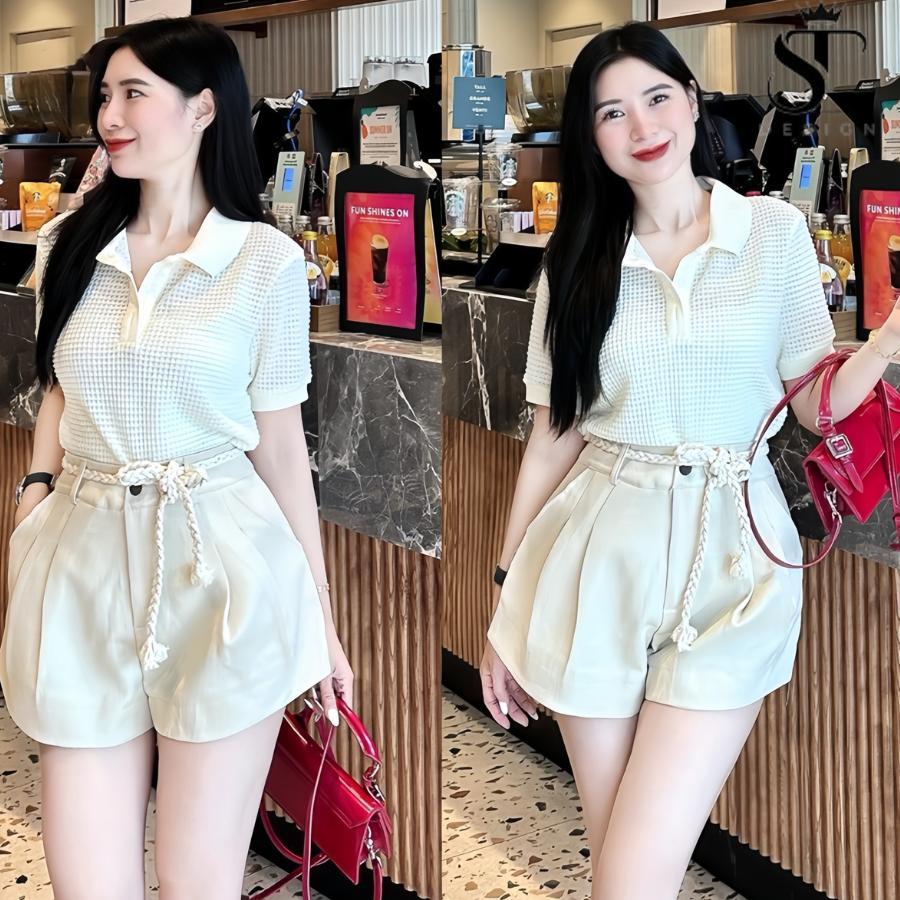 Set áo polo kèm quần chất dạ Teck đi chơi, đi biển - Sang Trọng Nữ Women - 14