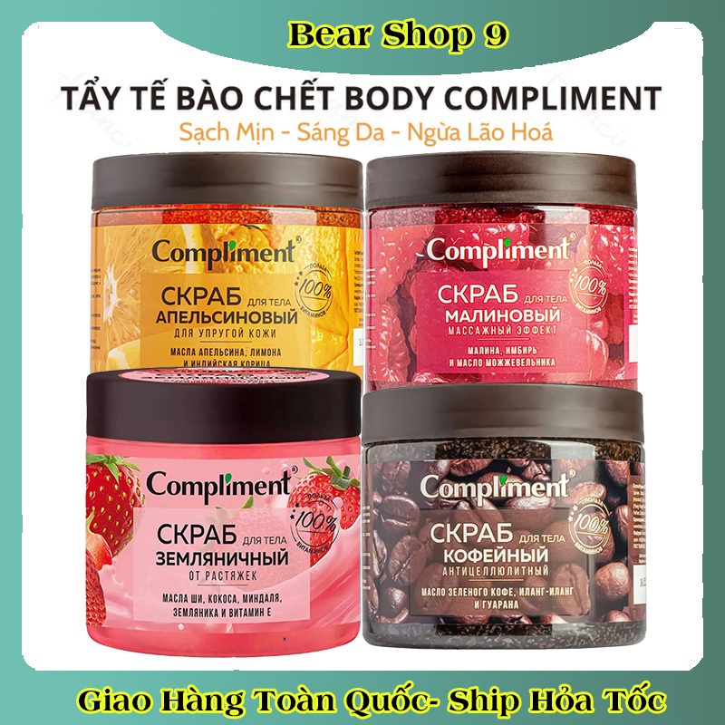 Tẩy Da Chết Body Compliment Trái Cây Sáng Da, Giảm Mụn, Ngừa Lão Hóa Da 400ml Chính Hãng Nga
