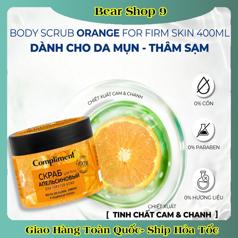 Tẩy Da Chết Body Compliment Trái Cây Sáng Da, Giảm Mụn, Ngừa Lão Hóa Da 400ml Chính Hãng Nga