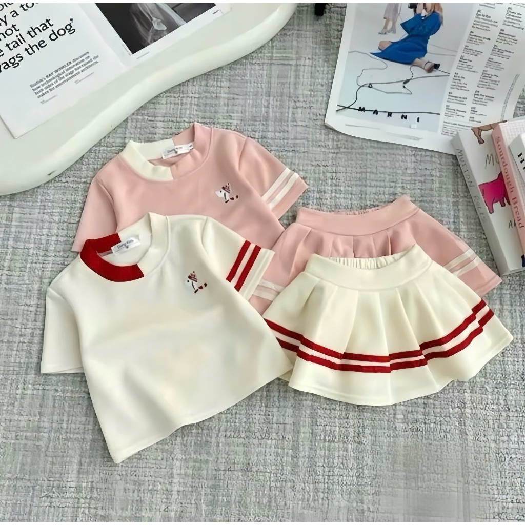 Váy Xếp Ly Thêu Hình Cún (Có Lót) Size Mẹ & Bé 9-54kg Chất Cotton Co Dãn 4 Chiều