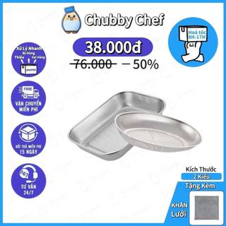 Rổ Rá inox cao cấp Chubby Chef đựng đồ chiên để ráo rau củ quả hình chữ nhật hình trứng an toàn sức khỏe